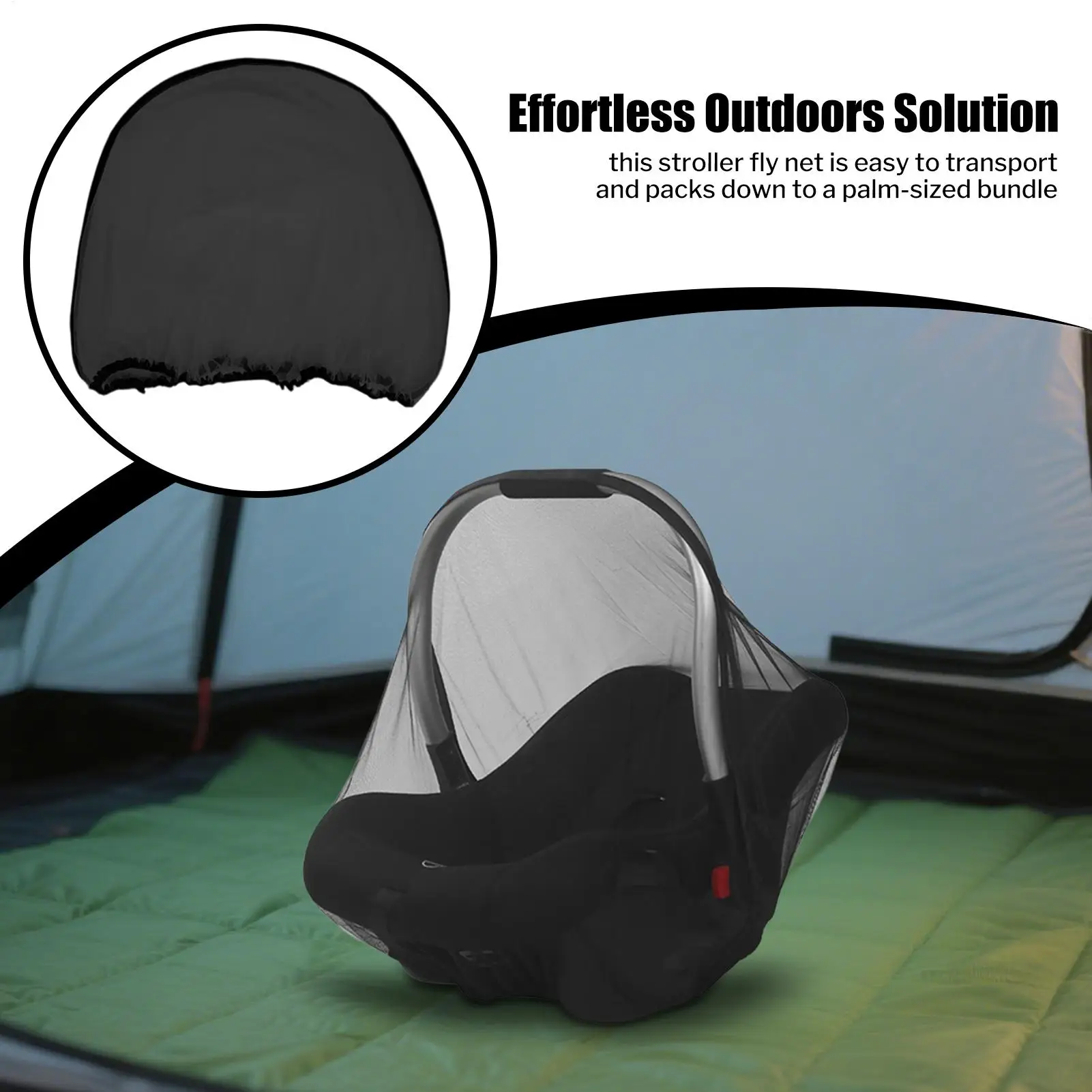 Baby Stroller Fly Net Fly Netting For Stroller Baby Fine Mesh Elastic Barrier With Storage Bag For Cradles Bassinets Car Seats