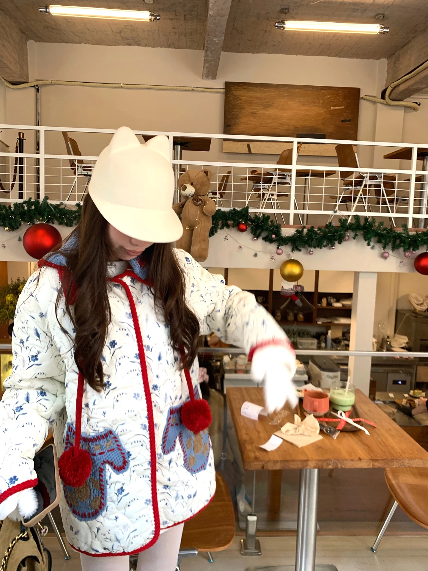 

Cisas Aosphere Women's Loose Knitted Hat ket Gloves Cotton Jaet Sweet Sle Long Sve round Ne Zipper Closure