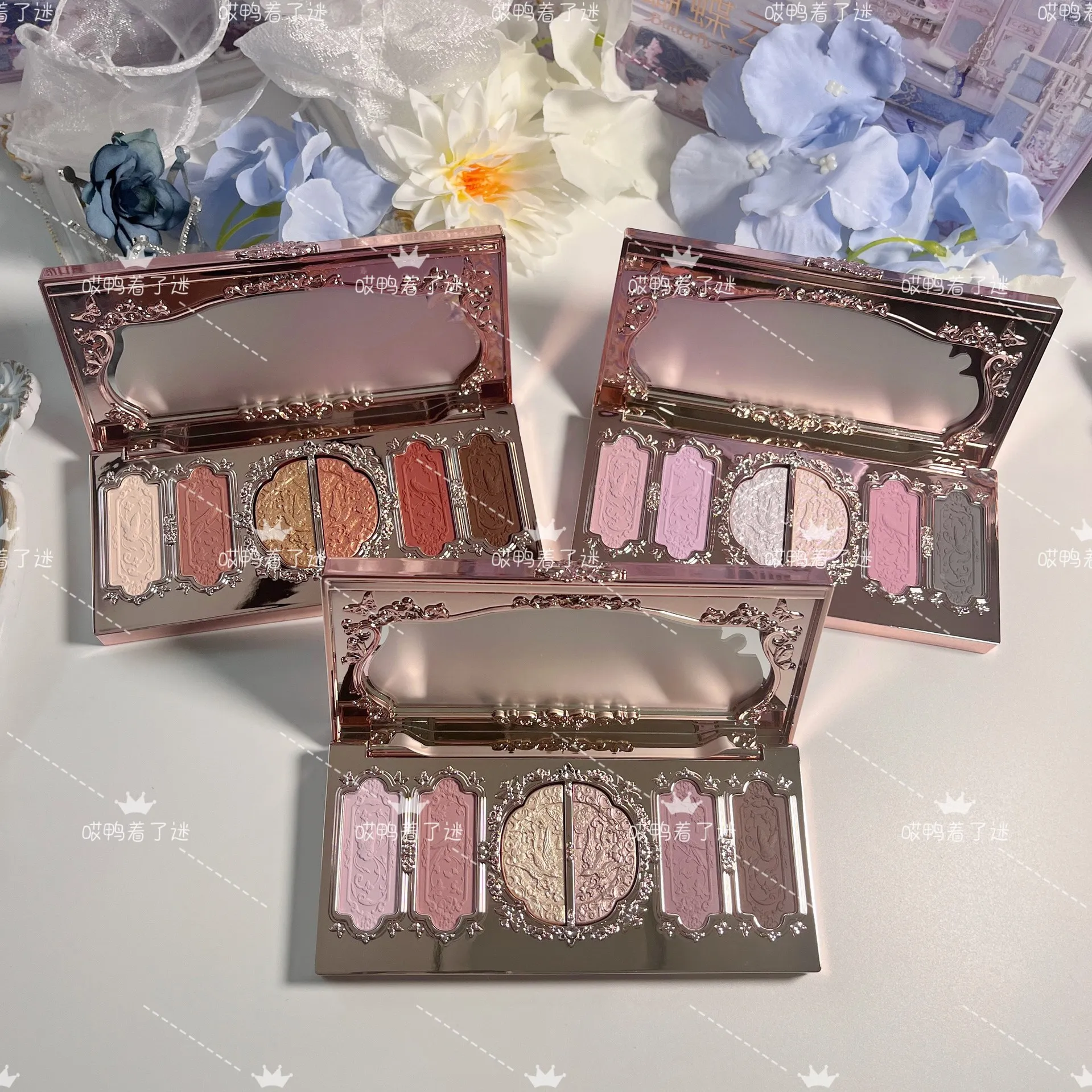 

Flower Knows Nose Makeup Cosmetics Butterfly 6Colors Eyeshadow Palette Long Lasting Waterproof Gliter For Eyes Women Makeup Girl