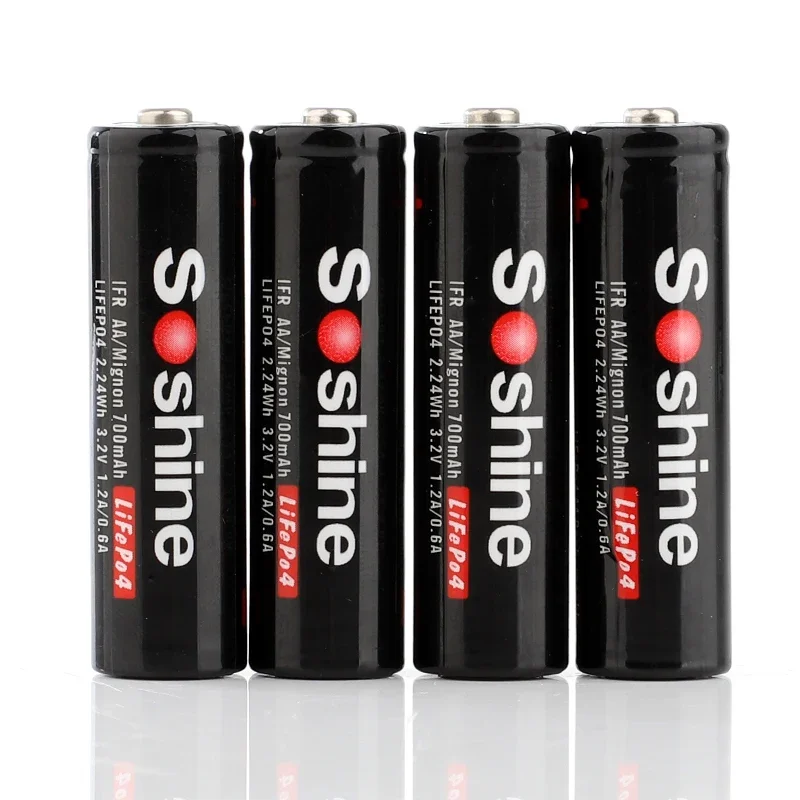 For Soshine 3.2V LiFePO4 4x14500 700mAh  AA and 4x10440 280mAh AAA Rechargeable Battery with 4xAA and 4xAAA Connector