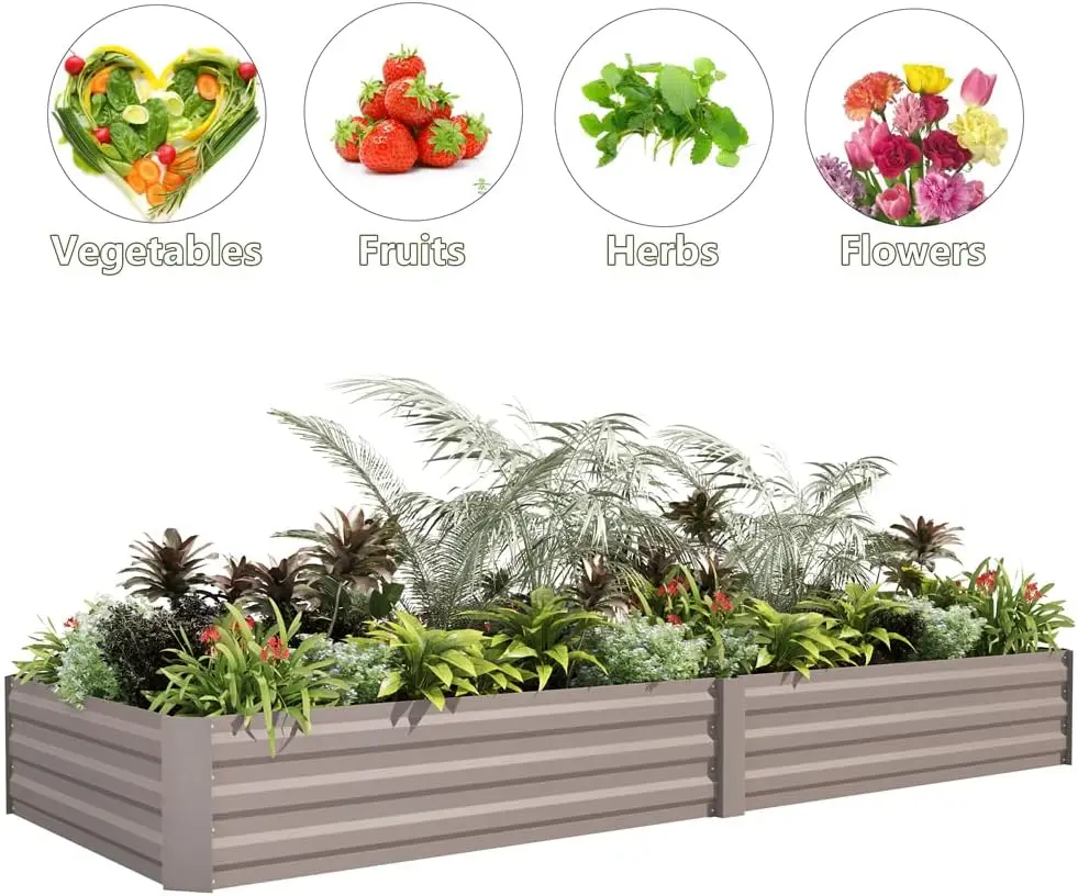 

Outdoor Galvanized Raised Beds, Planter Boxes for Growing Flowers and Vegetables, Garden, Backyard, Patio