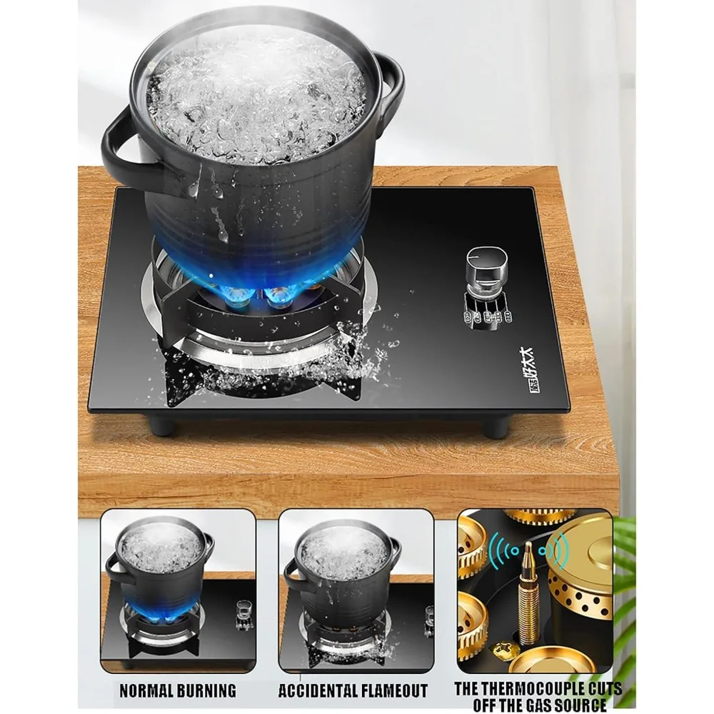 موقد غاز طباخ غاز موقد غاز مدمج |   الطبخ على سطح الطاولة، حماية من اللهب الحراري/إشعال إلكتروني للنبض، غير-