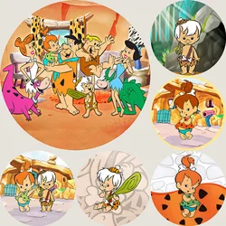 Round Flintstone Bambam Photography Backdrop Kids Birthday Baby Shower Photo Background Circle Polyester Vinyl Booth Props