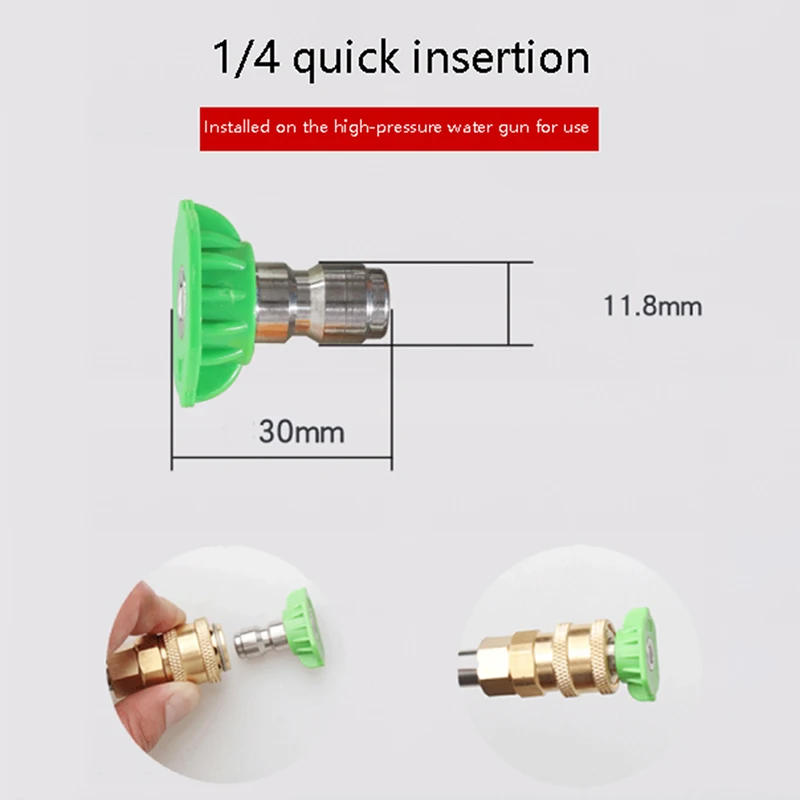 1/4" Quick Connect Rotary Coupler Adjustable Adapter with 5 Spray Nozzles Copper Connection for High Pressure Car Washer