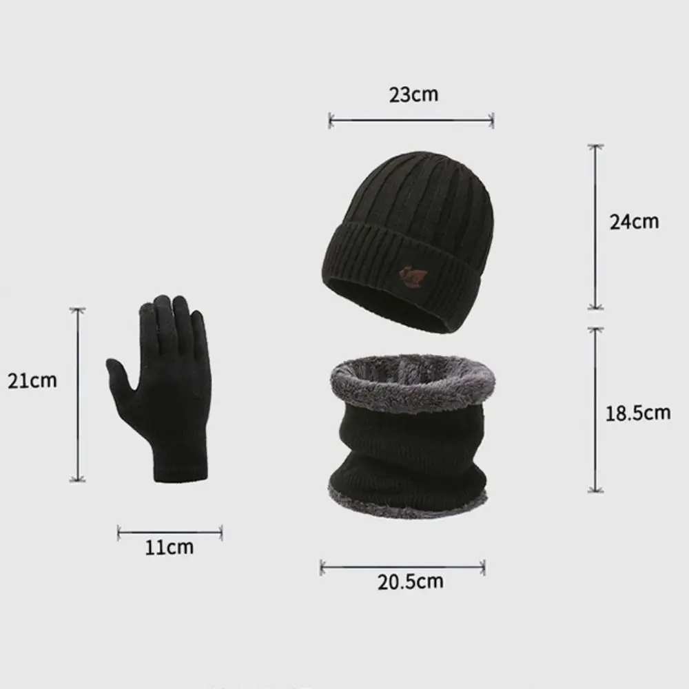 New Winter Knitted Hat Thickned Windproof Hat Scarf Gloves Set Keep Warm Cold Proof Beanie Hat Women Men