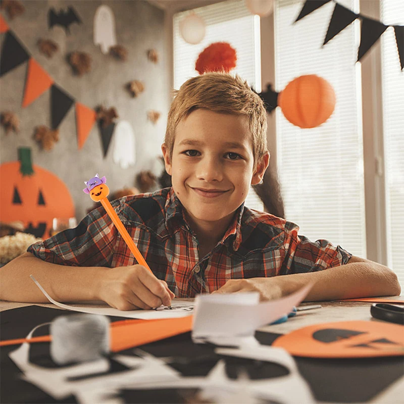 قلم حبر لطيف على رأس اليقطين ، قلم كتابة للحفلات ، برتقالي وأسود ، هلام الهالوين ، من من من من من من من