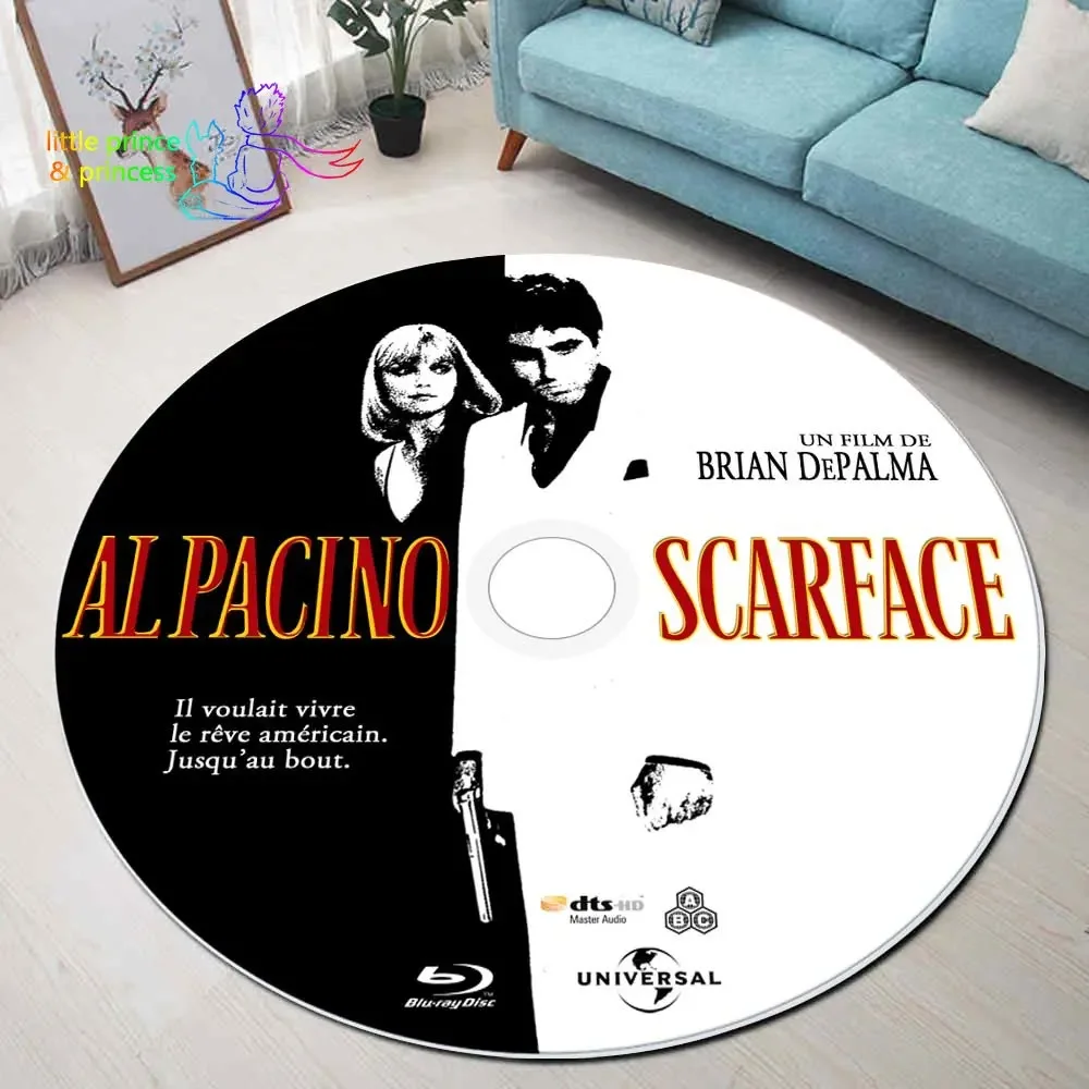 Scarface Movie CD Rug Round Mat round carpet Round Rug Bathroom Mat Black Mat Home Decor Rug Living Room Kitchen Rug