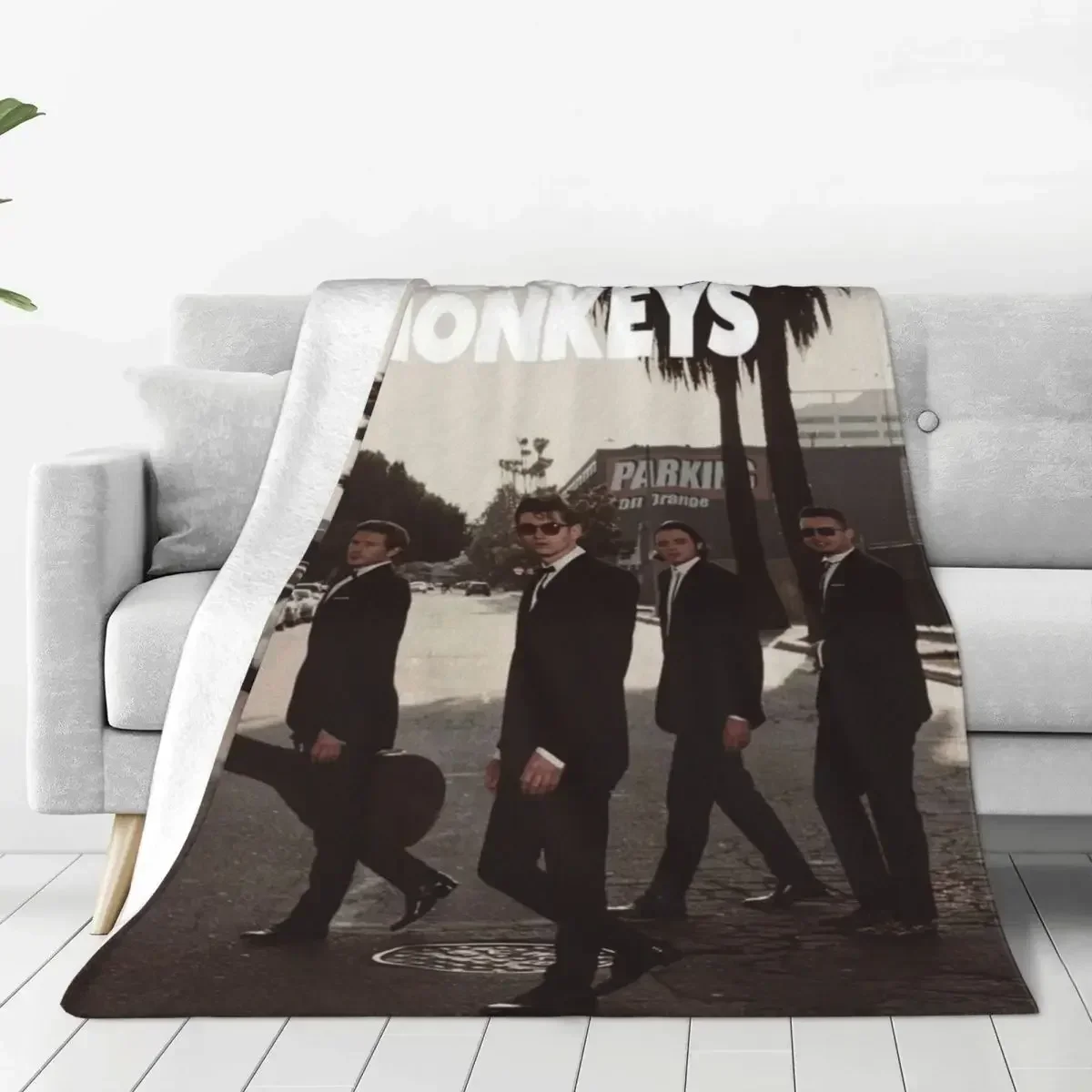 

A-Arctic Band Soft Blanket M-Monkeys Rock Music Picnic Throw Blanket Winter Novelty Custom Flannel Bedspread Sofa Bed Cover