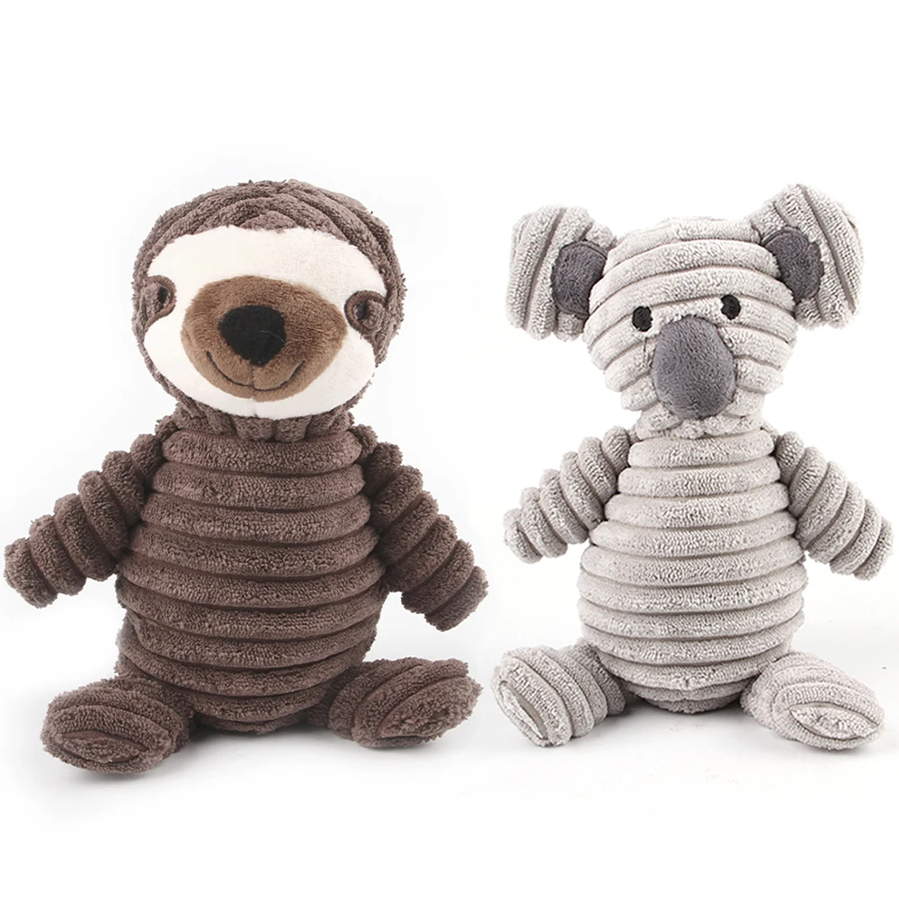 

Plush Dog Toy Cute Koala Sloth Shape Stuffed Toy Bite Resistant Squeaky Pets Training Toys Corduroy Dog Toy for Small Large Dogs