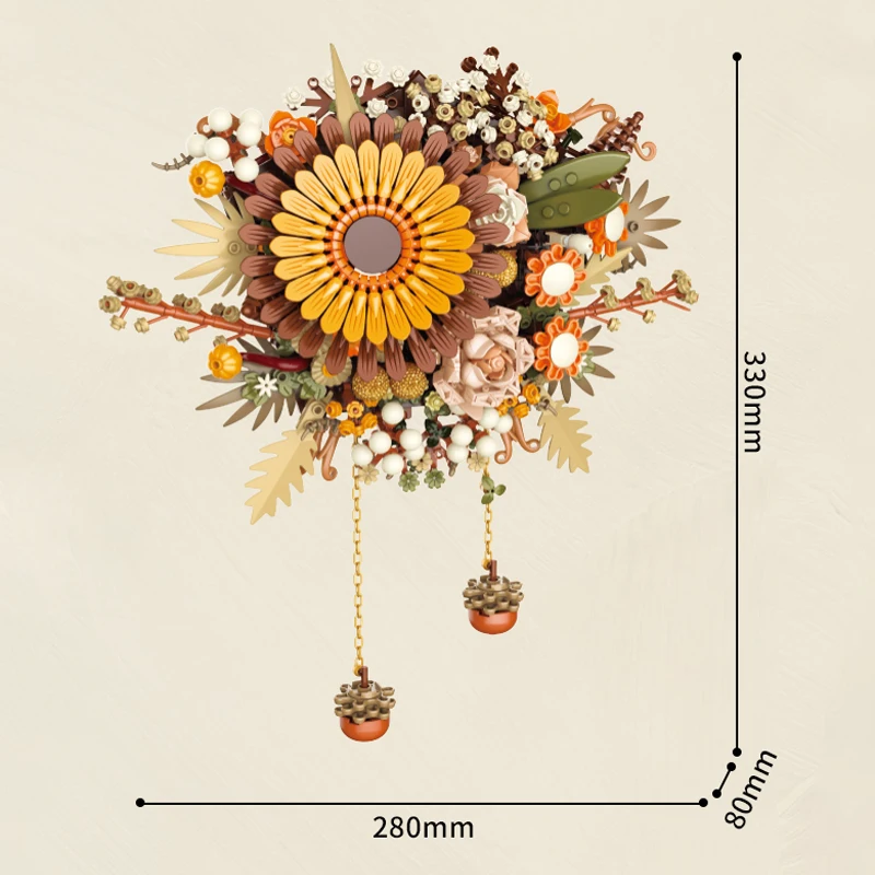 New Nordic Art Wall Flower Eternal Bouquet Botanical Collection Dried Flower BuildingBlock Decor Puzzle Toys For Kids Adult Gift