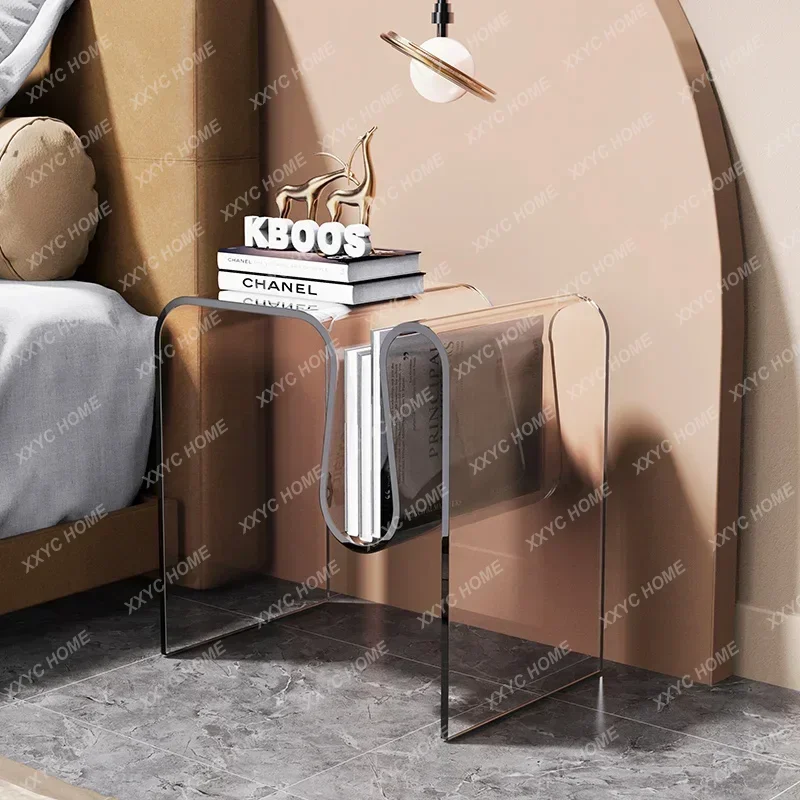 Transparent Acrylic Sofa Side  Living Room Coffee Creative Floor  With Magazine Rack Bedside Table For Bedroom