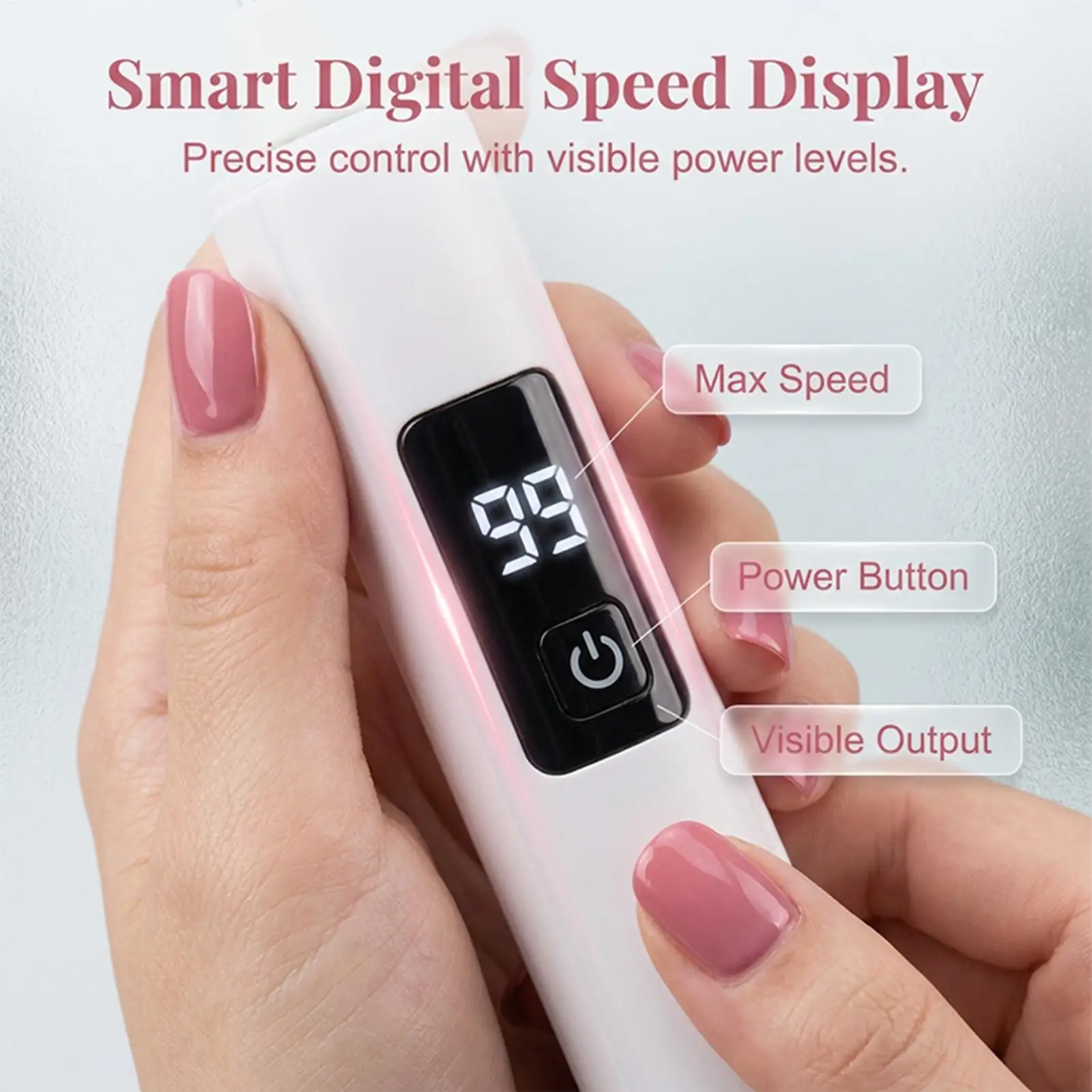 Electric Nail Grinder Digital Display Professional Rechargeable Cordless Nail Drill Digital Display 4 Replaceable Grinding Heads