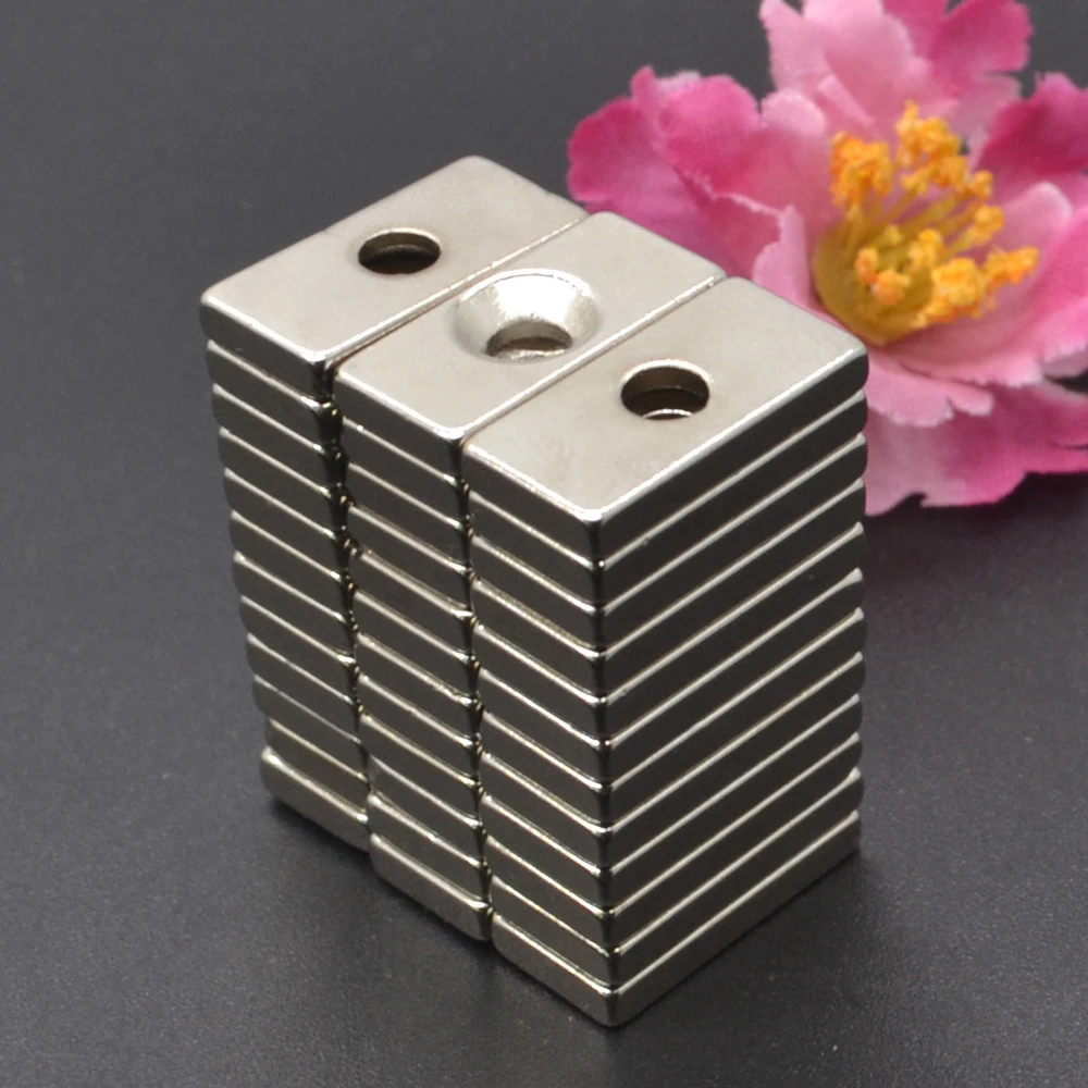 5~200pcs 20x10x3 20x10x4 20x10x5 mm Hole 4mm N35    Super Strong Block Countersunk Magnets Rare Earth Permanent Neodymium Magnet