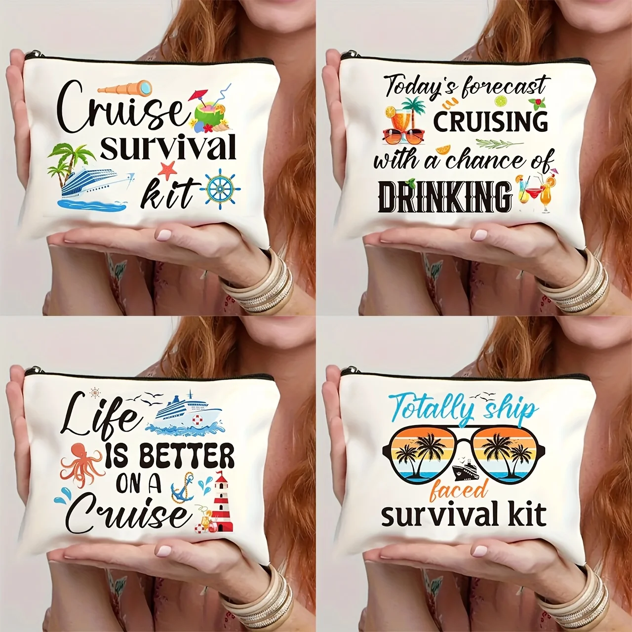 A Distinctive and Innovative Makeup Bag Designed for Cruise Survival, Essential for Travel Storage, A Zippered Bag for Women