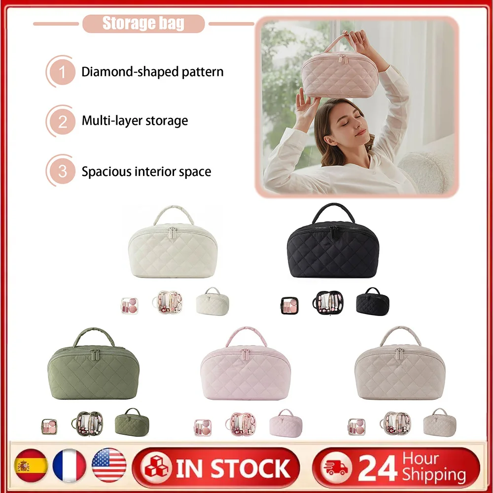 

Дорожная косметичка-пуховик, водонепроницаемая дорожная косметичка с отделением для кистей и ручкой, дорожный органайзер для женщин, дорожный макияж