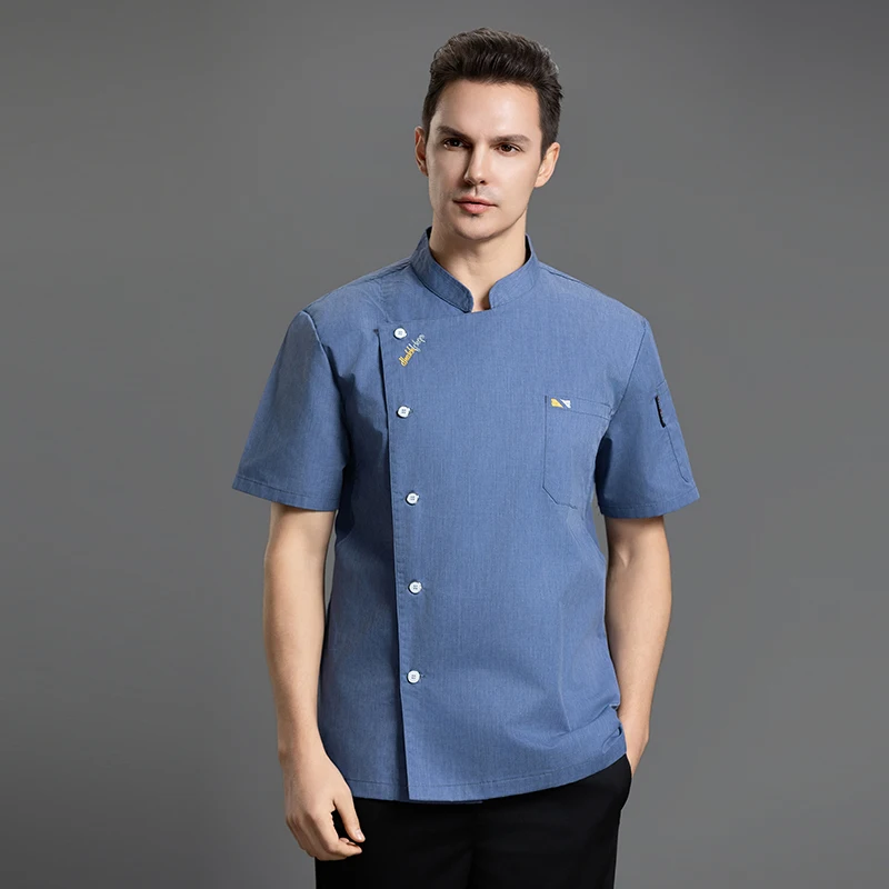 Ropa de trabajo para cafetería, disfraz de camarero de Hotel, abrigo de cocina, chaqueta de cocina, camisa de panadería, uniformes de Chef Unisex, restaurante, Verano