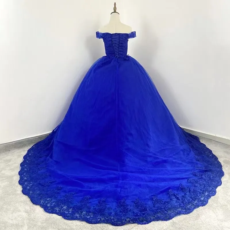 Robe de Quinceanera bleue éducative avec Trian, robe de Rhélégante, robe de soirée de luxe, grande taille, hors de l\'initiative, automne, nouveau