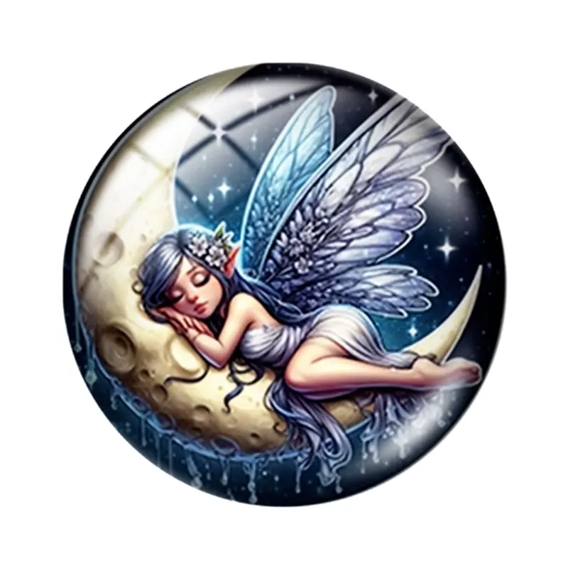 Sleeping Moon Fairy 12/18/20/25mm glass cabochon  bracelet pendant rings for jewelry demo earrings back Making findings
