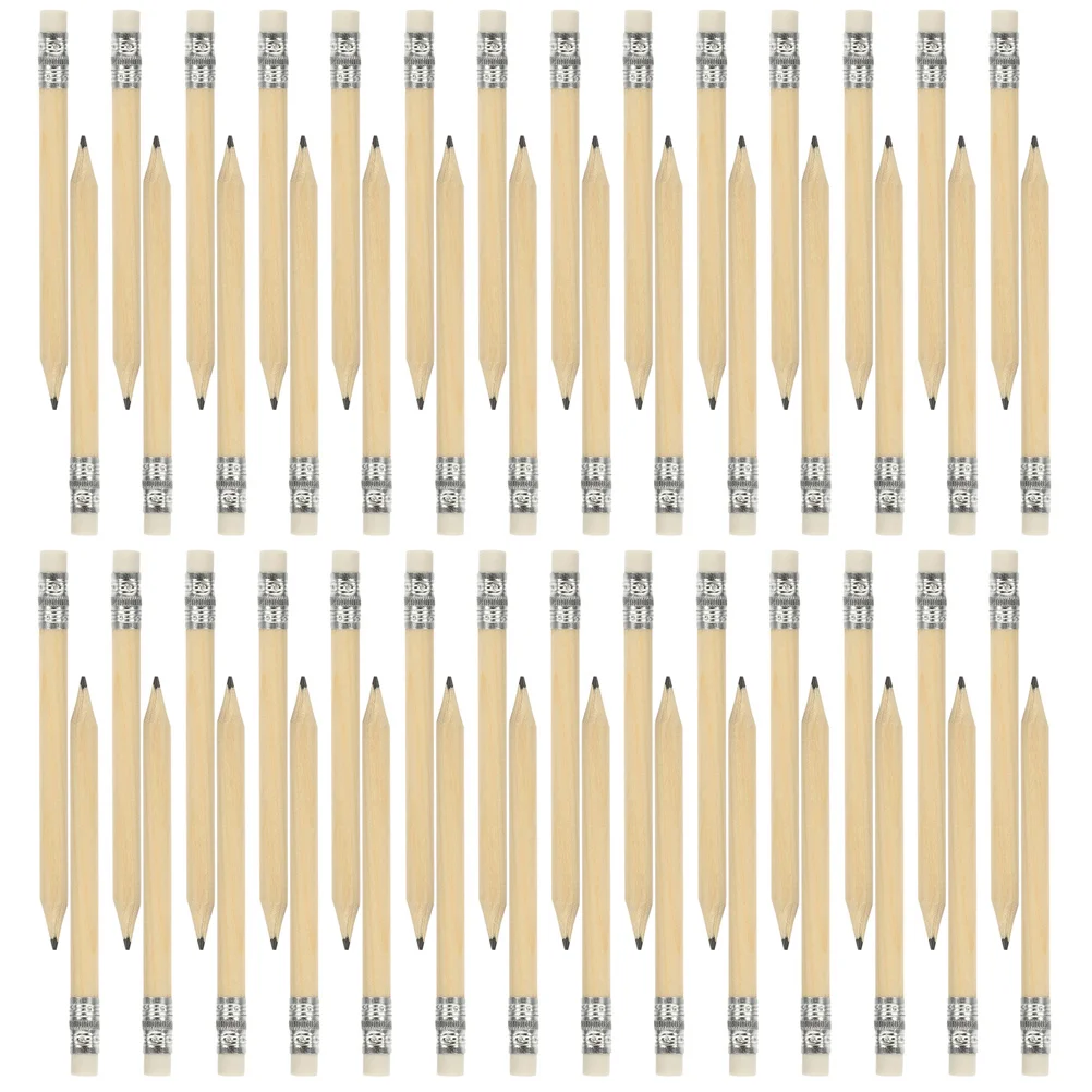 

40 Pcs Mini Short Pencil Golf Drafting Pencils Eraser Shorts Log Writing Wooden Office