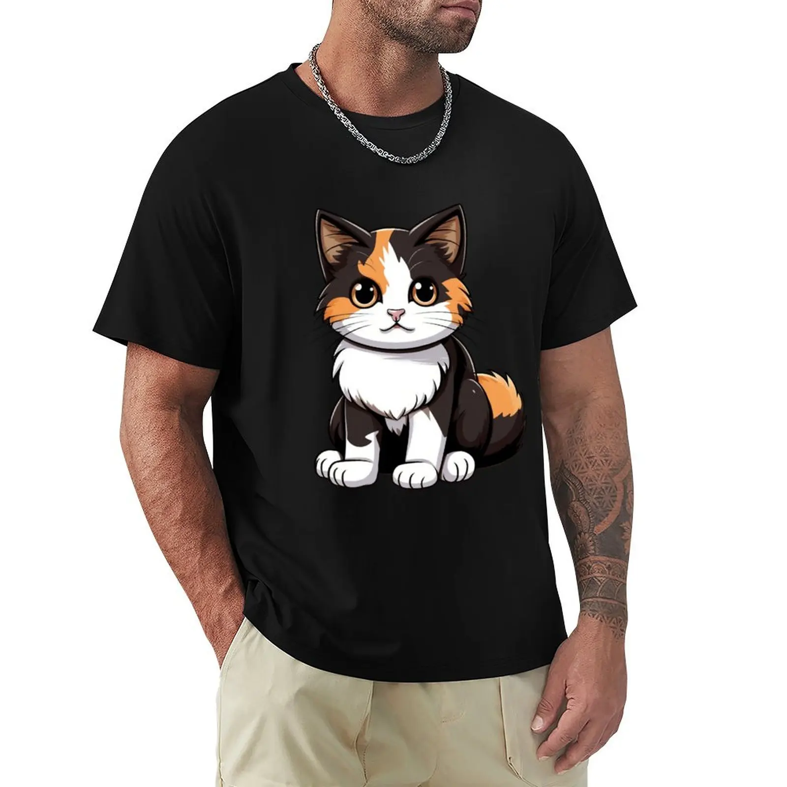 Whiskered Charm: Adorable Calico Cat Artistry T-Shirt Sport Basic Moisture Wicking Tee