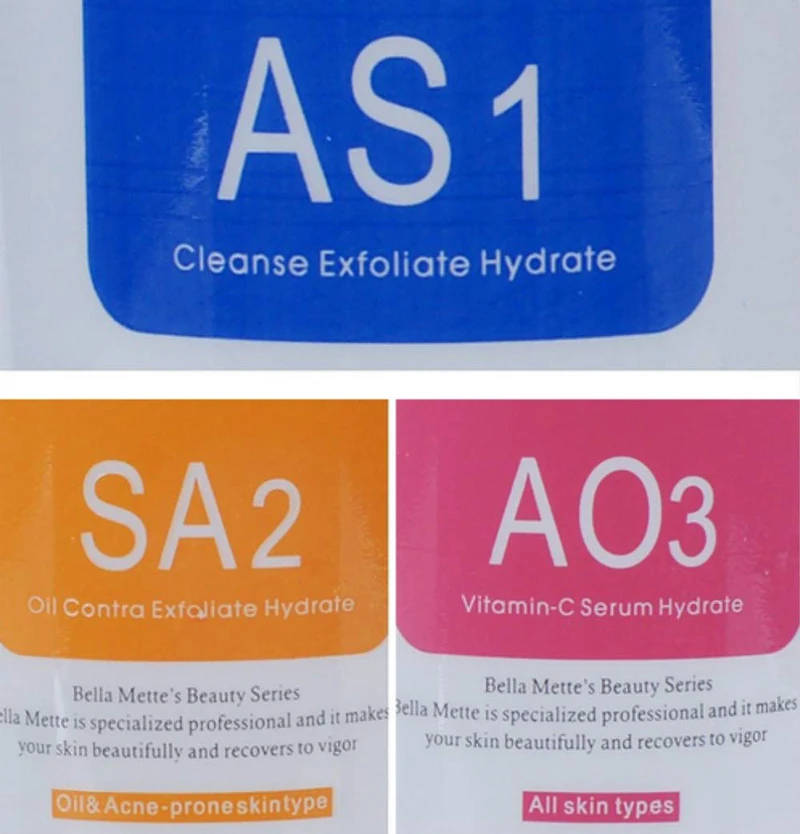 3 piezas AS1 SA2 AO3 Aqua Peeling, solución de hidrodermoabrasión, limpieza Facial, espinillas, salón de belleza líquido de exportación, 400ml