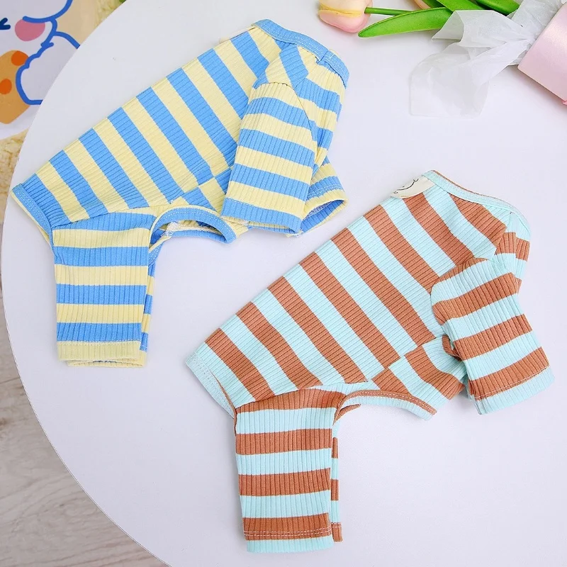 Autumn Pet Dog Jumpsuits Fashion Striped Dog Onesie Clothes Cute Puppy Pajamas Warm Soft Cat Jumpsuits Pet Rompers Dog Clothes