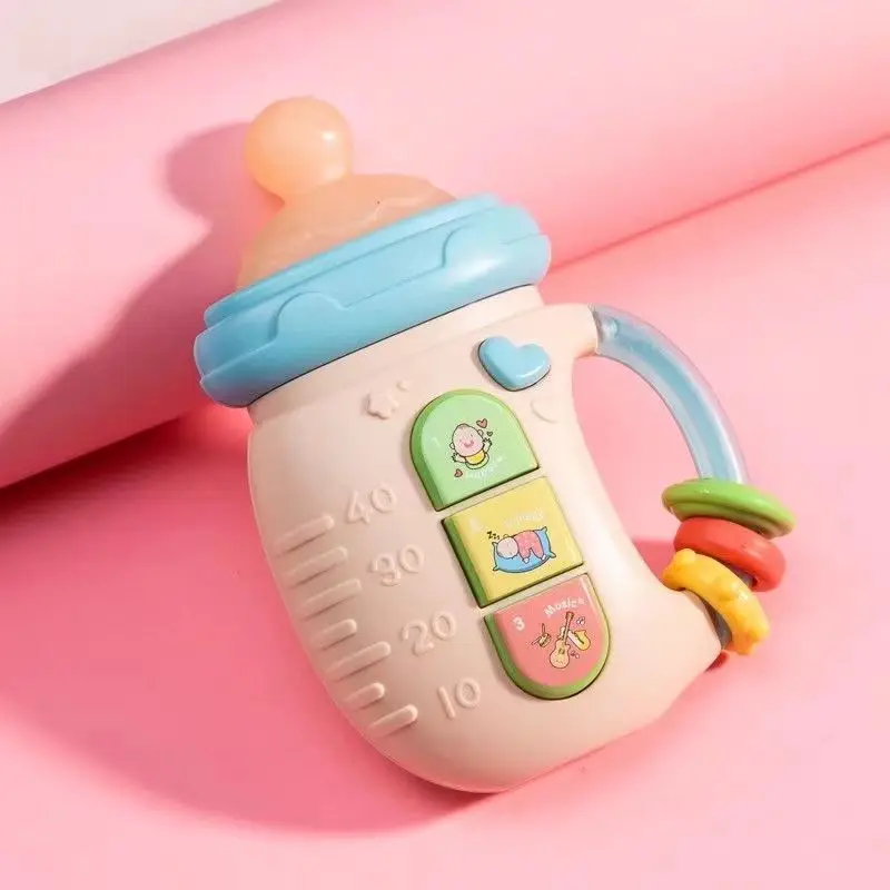 Educational Rattles Music Feeding Bottle Night Light Sooth Vocal Pacifier Newborn Soft Teether Mobile Baby Milk Drink Toy Gift