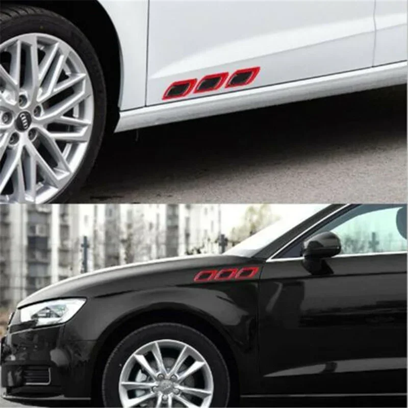 6Pcs Car Reflective Bumper Strips 3D Carbon Fiber Night Safety Driving Tape Secure Reflector Stickers Car Exterior Accessories