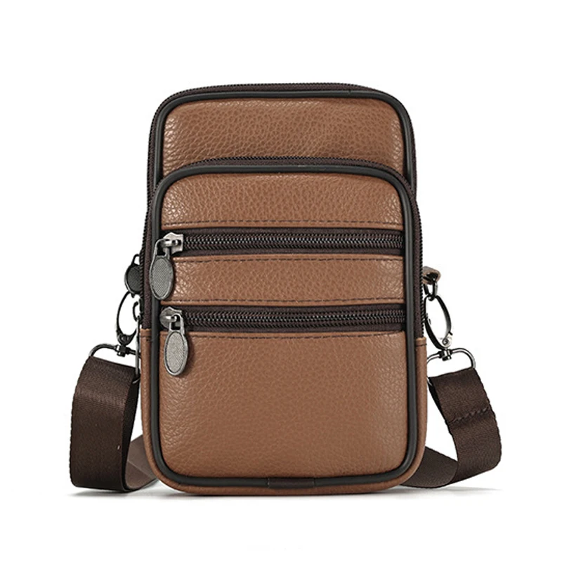 

Поясные сумки на молнии, винтажная мужская сумка через плечо, повседневное использование, многосекционные карманы, дорожные кошельки из натуральной яловой кожи