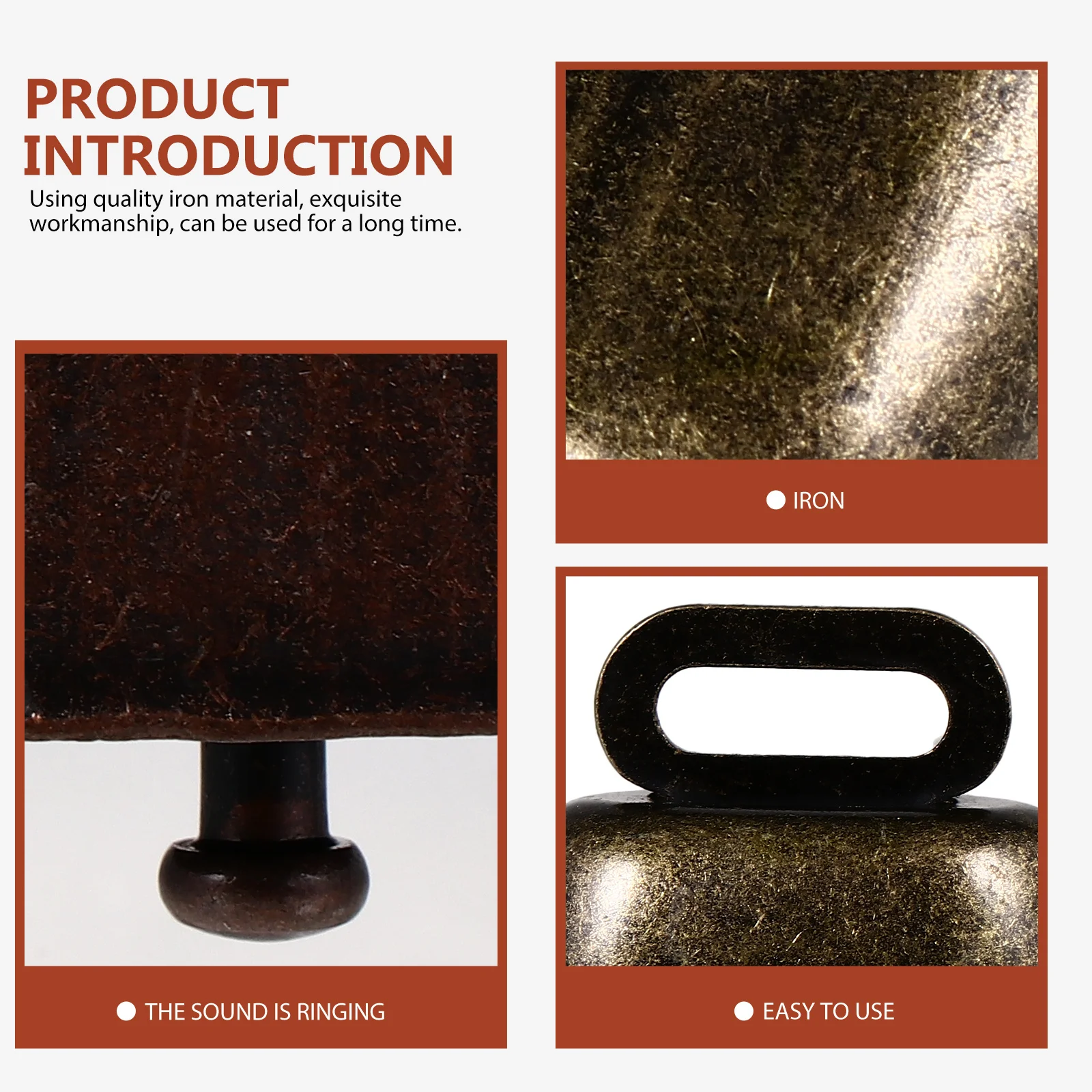 2 قطعة جرس مكافحة خسر للحيوانات الأليفة الماشية الحديد البقرة الحصان الأغنام جرس خفيفة الوزن دائم الرعي تتبع العرض #2