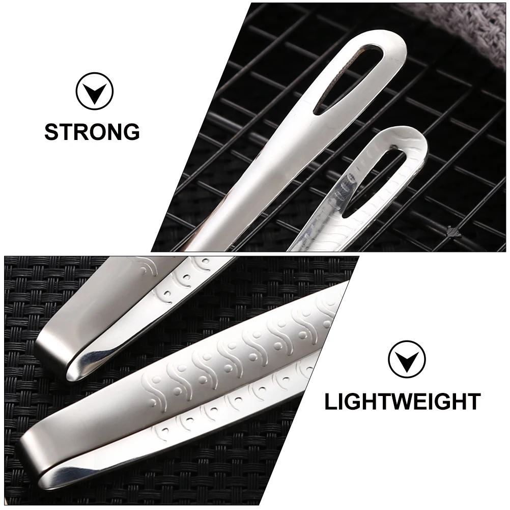 

2Pcs Stainless Steel Steak Clamps Strong Heat Resistant Food Clips Practical Bbq Tweezers for Home Party Restaurant Buffet