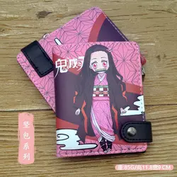 Anime Cartoon Kimetsu No Yaiba portafoglio Demon Slayer Action Figures Kamado Nezuko breve portamonete in pelle pieghevole regali di compleanno