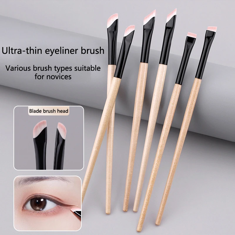 

Blade Eyeliner Brush Ultra Thin Fine Angle Flat Eyebrow Brush Under The Eye Makeup Brushes Precise Detail Brush Wooden Handle