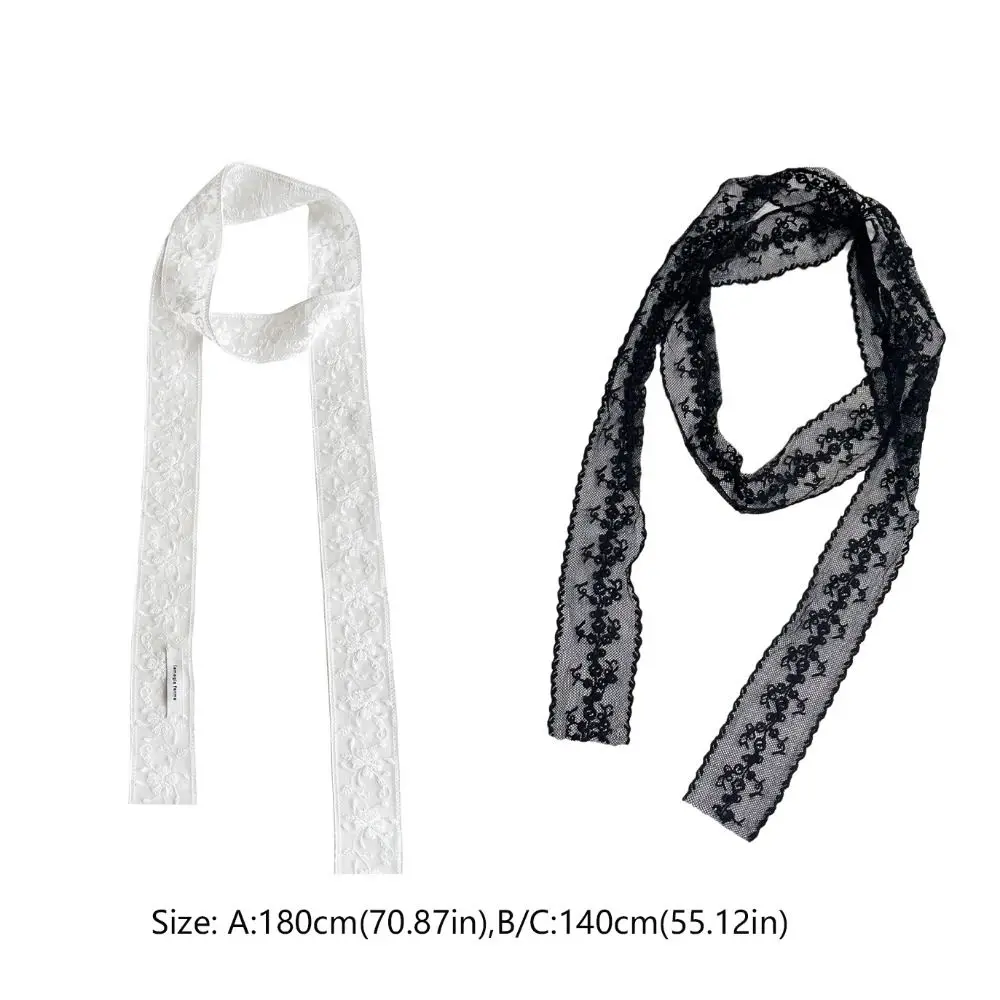 Correa para el cuello de encaje con flores elegantes, banda para el pelo transparente de estilo coreano, pañuelo, decoración de vestidor, cinta larga para novia/dama de honor