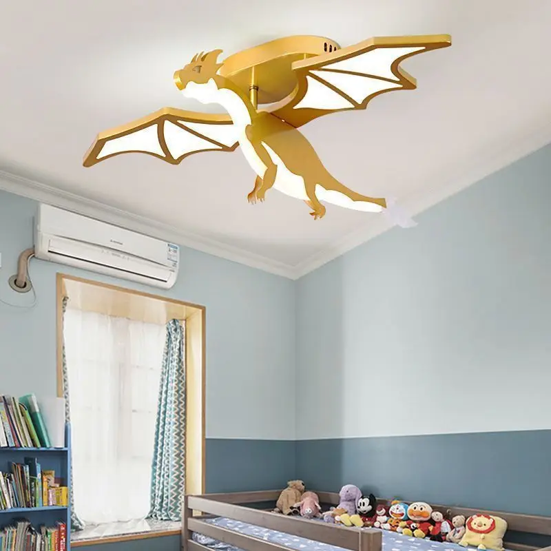 Modern Ceiling Chandelier Golden Dragon LED Lights Children Creative Bedroom Lamp Study Restaurant Room Decoration Ceiling Light