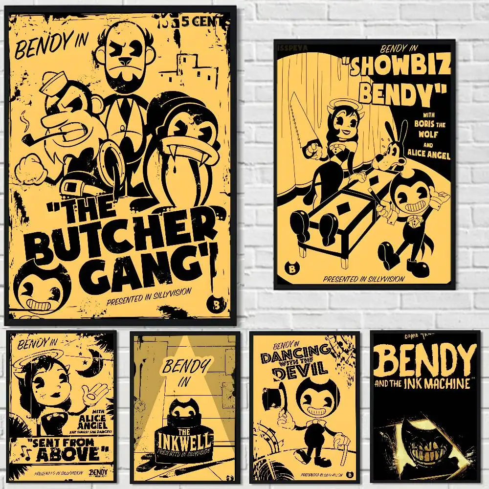 Póster artístico de Bendy And The Ink Machine, arte de pared en lienzo para decoración del hogar y sala de estar