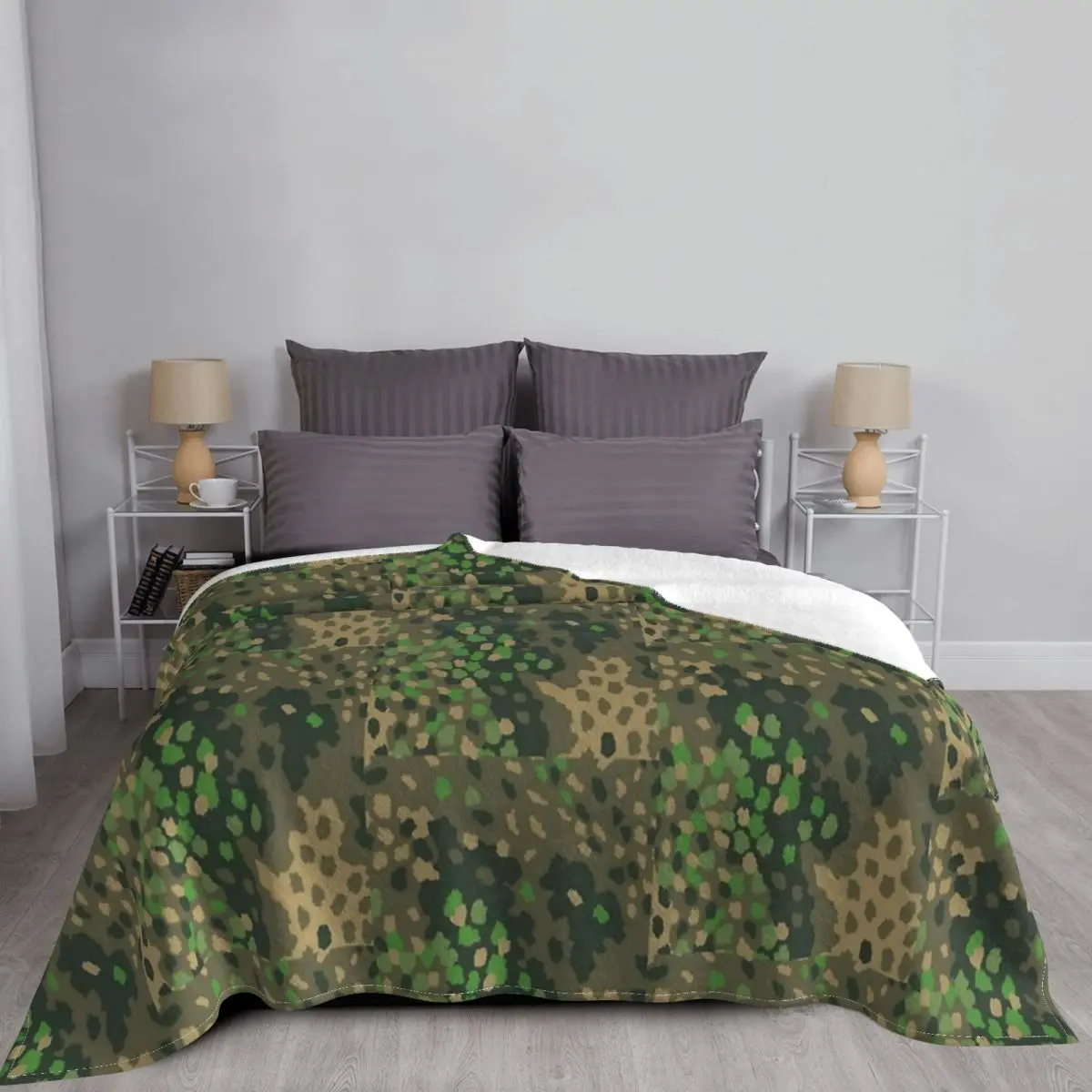 Dot 44 German WW2 Camouflage Blanket Flannel Spring Autumn Multifunction Ultra-Soft Throw Blankets for Bedding Travel Quilt