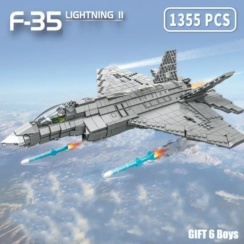 

1355pcs Aviation Military Model F-35 Lightning II Joint Strike Fighter Collection Ornaments Building Blocks Christmas Toys