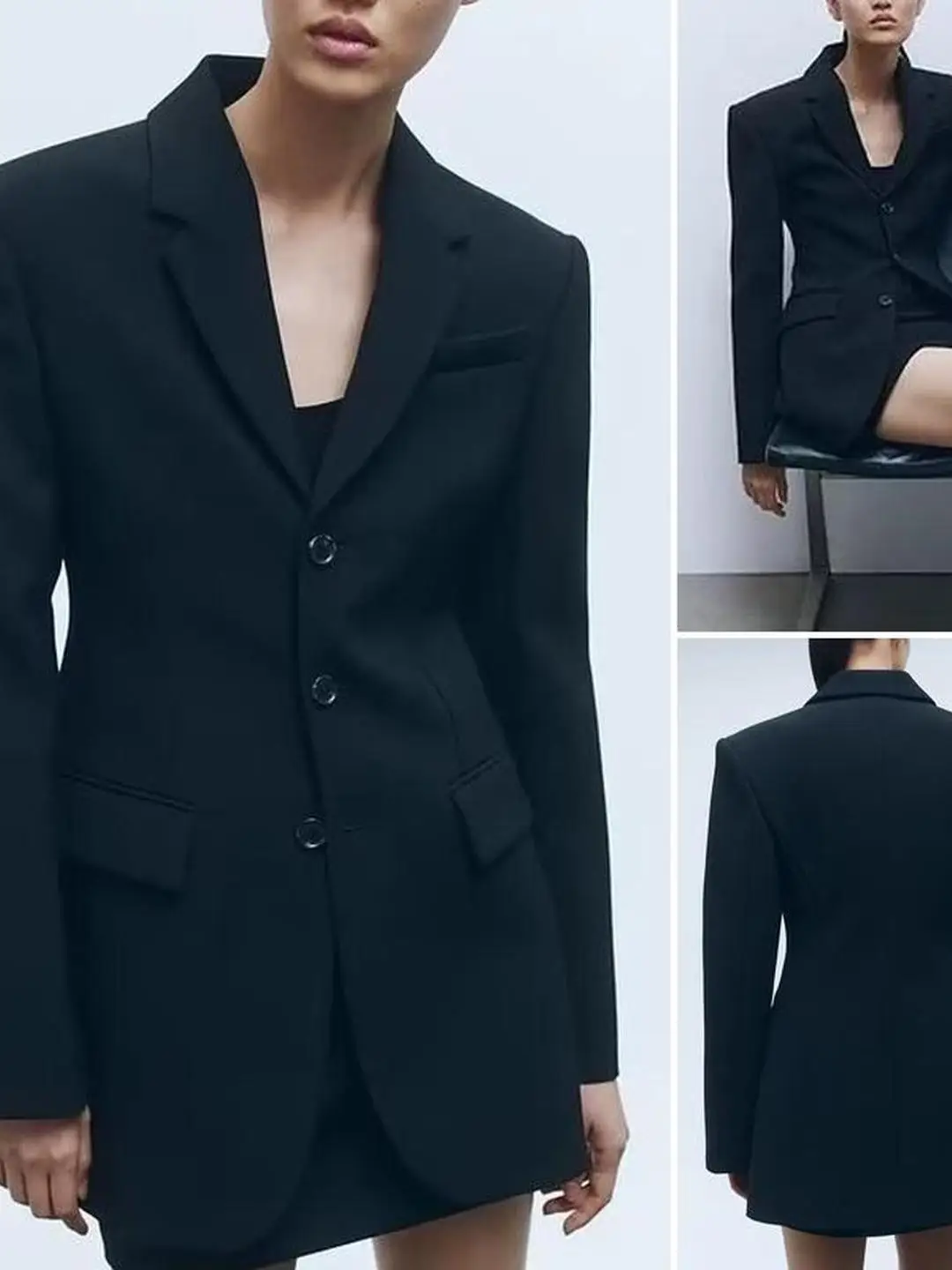 Classic Fashion Casual Commute Mixed Fabric Suit Top Retro Style Three Button Sleeve Cuff Polyester Fiber Women's Workwear