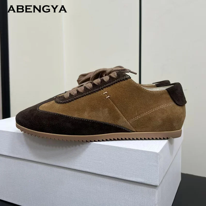 Hot Sale Suede Flat Loafers Shoes Women Lace Up Formal Flat Mules Shoes Autumn Casual Comfort Party Vacation Walking Shoes Woman