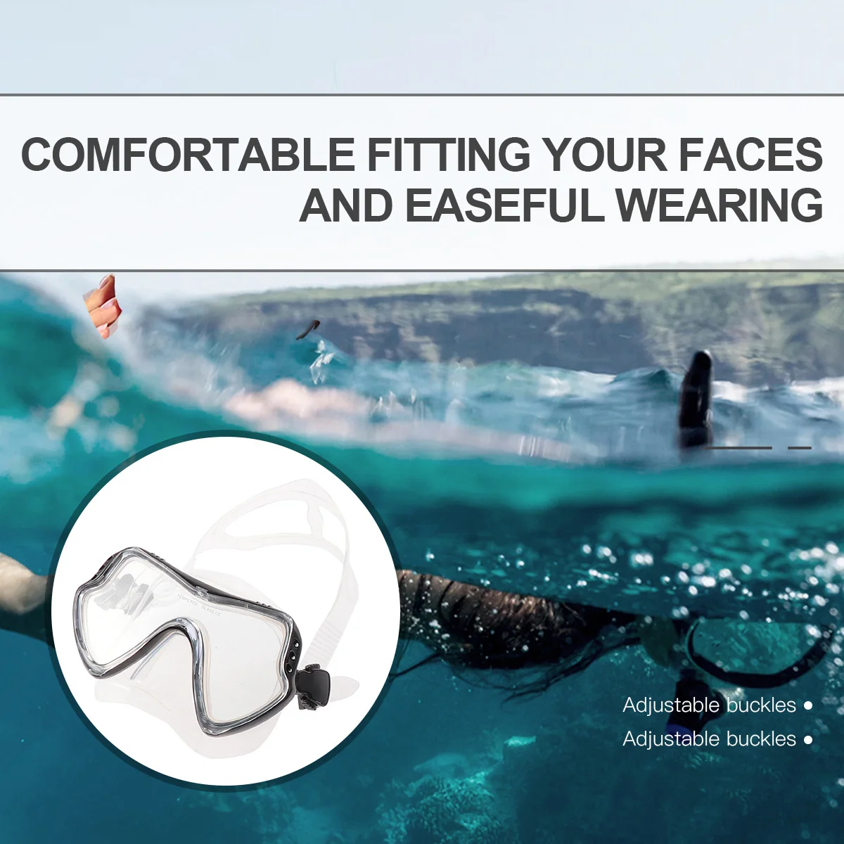 1 مجموعة سيليكون قناع الغطس غص مجموعة أسود شفاف طريقة واحدة استنزاف صمام سريع فصل مشبك للغوص السباحة #6