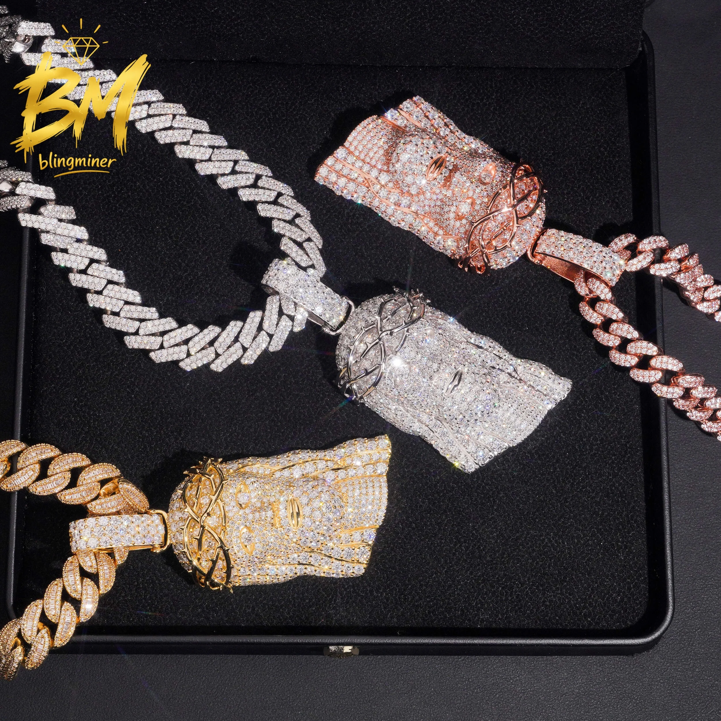 Blingminer New Arrivals Jesus S925 Silver VVS Moissanite Pendant For Men Women Hip Hop Pendants Jewelry Pass Diamonds Tester GRA