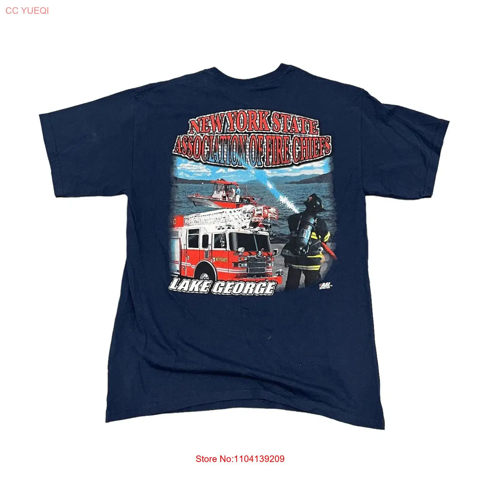 2008 New York Lake George Association Of Fire Chiefs T Shirt Mens M Firefighters long sleeves