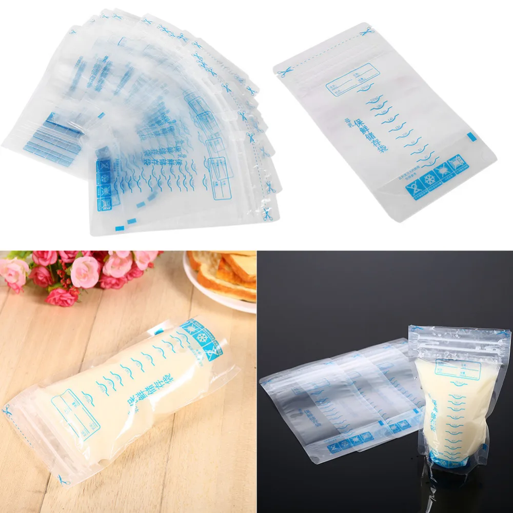20Pcs / Lot 250ml Mother Breast Milk Freezer Bags Fresh Sealed Bag Liquid Safe Food Storage Bags Baby Breast Milk Storage Bag