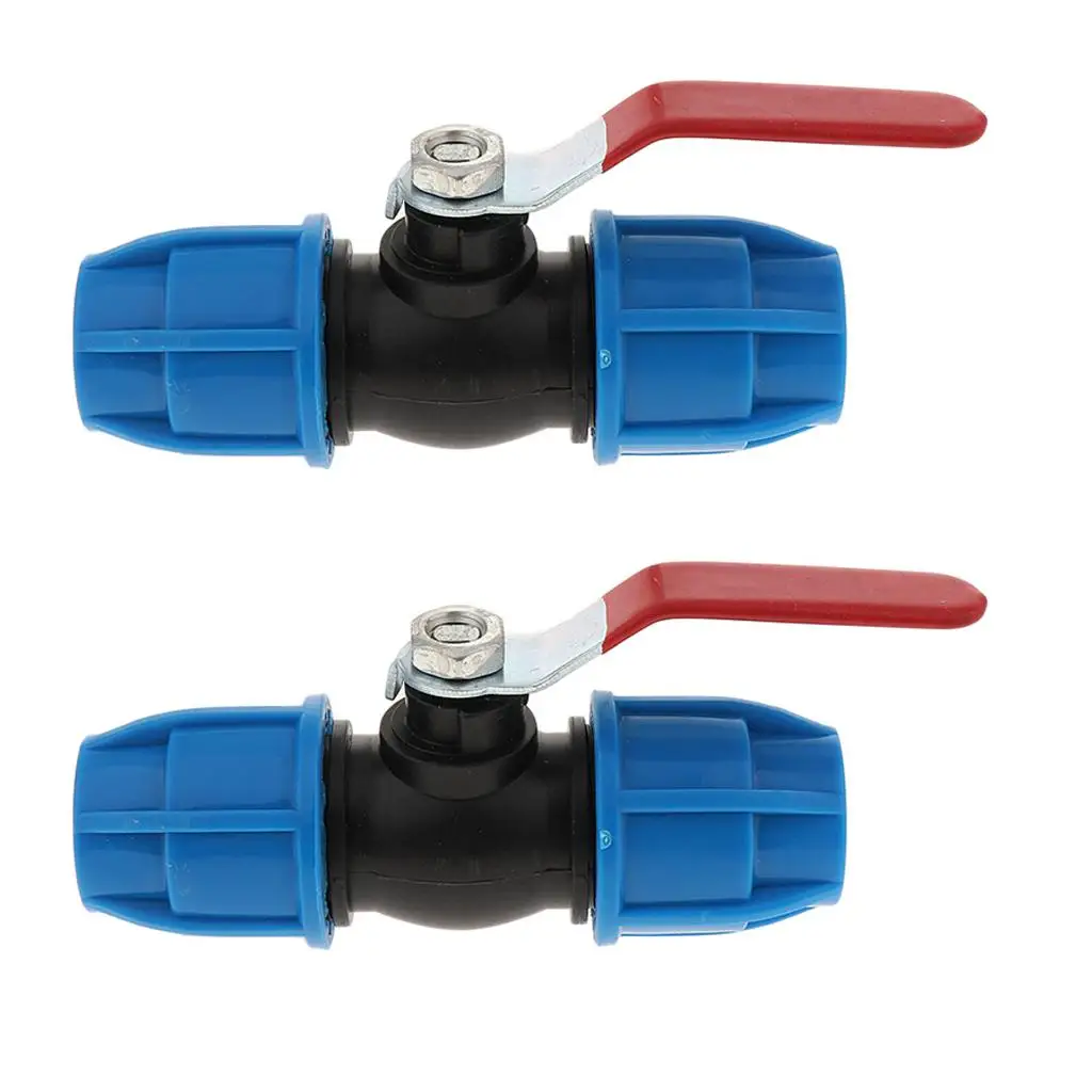 

2 пластиковых прямых запорных клапана для стандартных ирригационных применения, 25 мм