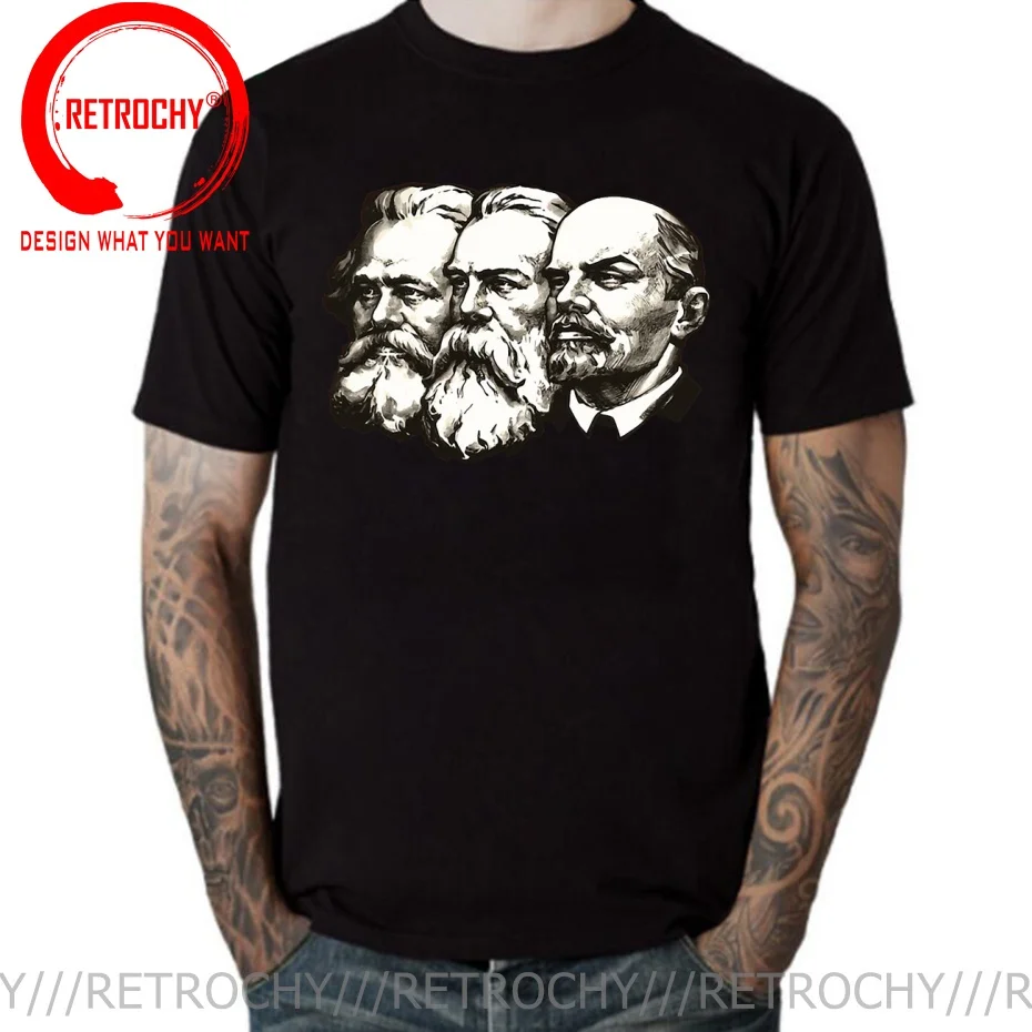Funny Design Soviet CCCP Marx Engels and Lenin  SRed Doublet Men Fashion Trendy Casual Clothing Stylish Tops Tee Shirt Leisure