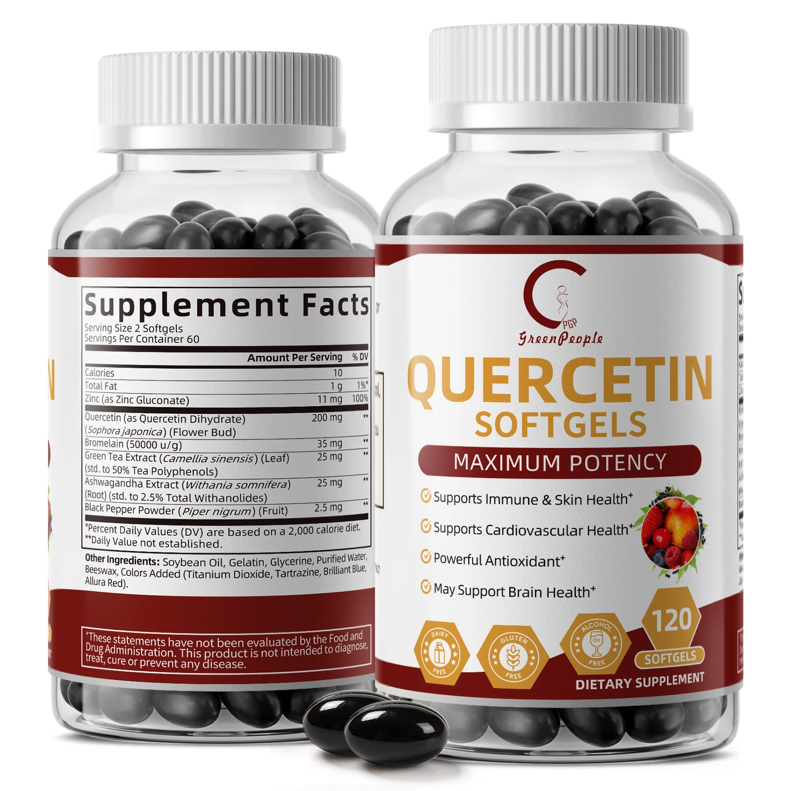 Wellness Quercetin - GPGP GreenPeople Quercetin Softgels with Bromelain