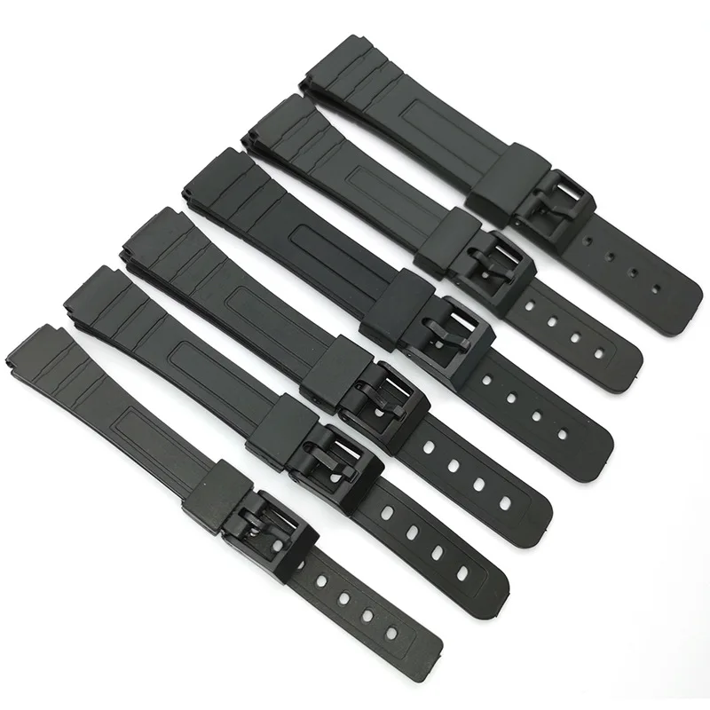 Rubber PVC Black Buttons Watch Bnad 12/14/16/18/20/22mm Electronic Watch Classic Style Unisex Plastic Watch Strap