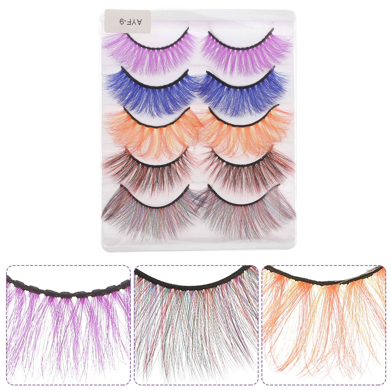

5Pairs Colored Natural False Eyelashes Realistic Long Fake Lash Extensions Party Makeup Lashes Eye Lashes