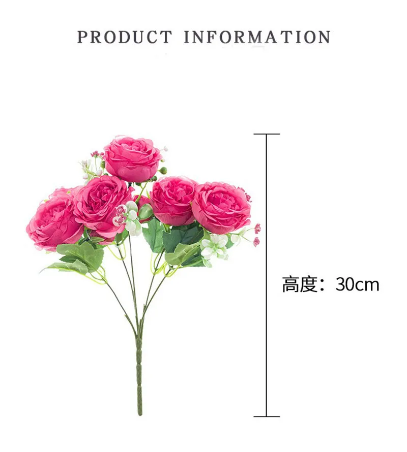 باقة الزهور الاصطناعية الفاوانيا المستخدمة لتزيين غرفة المنزل وإكليل عيد الميلاد وإكسسوارات حفلات الزفاف #3